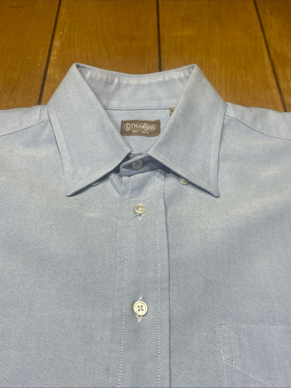 Gitman Bros Oxford Blue Dress Shirt - Point Collar Size 15.5 Made in USA
